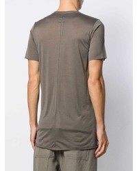 braunes T-Shirt mit einem Rundhalsausschnitt von Rick Owens