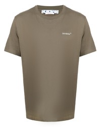 braunes T-Shirt mit einem Rundhalsausschnitt von Off-White