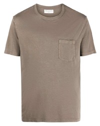 braunes T-Shirt mit einem Rundhalsausschnitt von Officine Generale
