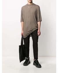 braunes T-Shirt mit einem Rundhalsausschnitt von Rick Owens DRKSHDW