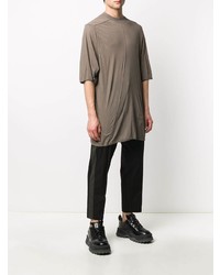 braunes T-Shirt mit einem Rundhalsausschnitt von Rick Owens DRKSHDW