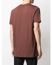 braunes T-Shirt mit einem Rundhalsausschnitt von Rick Owens