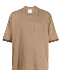 braunes T-Shirt mit einem Rundhalsausschnitt von Sacai