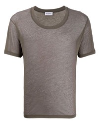 braunes T-Shirt mit einem Rundhalsausschnitt von Saint Laurent
