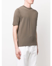 braunes T-Shirt mit einem Rundhalsausschnitt von Dell'oglio
