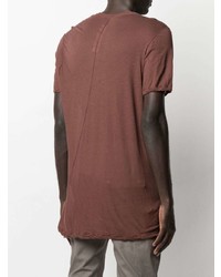 braunes T-Shirt mit einem Rundhalsausschnitt von Rick Owens