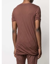 braunes T-Shirt mit einem Rundhalsausschnitt von Rick Owens