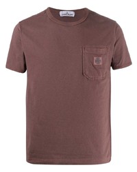 braunes T-Shirt mit einem Rundhalsausschnitt von Stone Island
