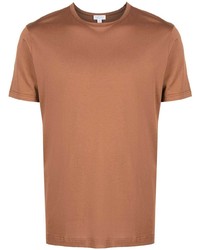 braunes T-Shirt mit einem Rundhalsausschnitt von Sunspel