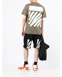 braunes T-Shirt mit einem Rundhalsausschnitt von Off-White