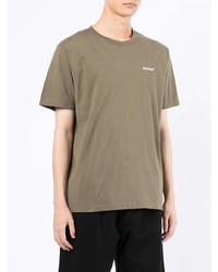 braunes T-Shirt mit einem Rundhalsausschnitt von Off-White