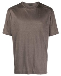 braunes T-Shirt mit einem Rundhalsausschnitt von Zegna