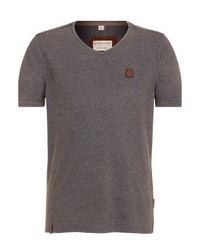 braunes T-Shirt mit einem V-Ausschnitt von Naketano