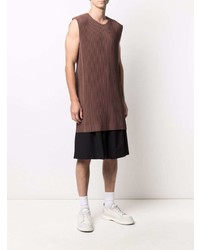 braunes Trägershirt von Homme Plissé Issey Miyake