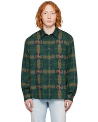 braunes Wolllangarmhemd mit Karomuster von Gucci
