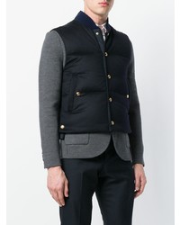 dunkelblaue ärmellose Jacke von Thom Browne