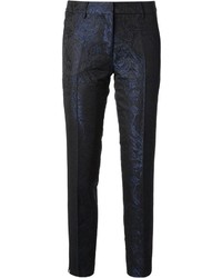 dunkelblaue Anzughose mit Paisley-Muster