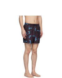 dunkelblaue Badeshorts mit Blumenmuster von Dries Van Noten