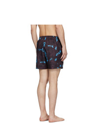 dunkelblaue Badeshorts mit Blumenmuster von Dries Van Noten