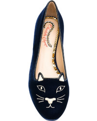 dunkelblaue Ballerinas von Charlotte Olympia