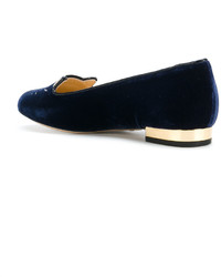 dunkelblaue Ballerinas von Charlotte Olympia