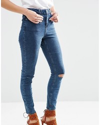 dunkelblaue enge Jeans aus Baumwolle von Asos