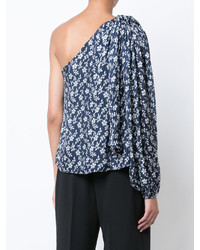 dunkelblaue bedruckte Bluse von Ulla Johnson