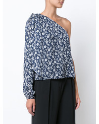 dunkelblaue bedruckte Bluse von Ulla Johnson