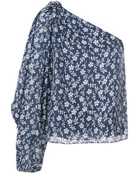 dunkelblaue bedruckte Bluse von Ulla Johnson