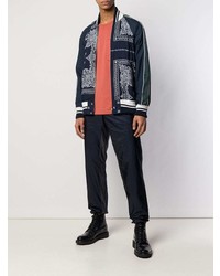 dunkelblaue bedruckte Bomberjacke von Sacai