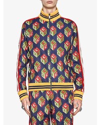 dunkelblaue bedruckte Bomberjacke von Gucci