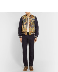 dunkelblaue bedruckte Bomberjacke von Dries Van Noten