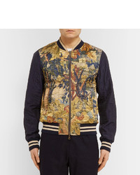 dunkelblaue bedruckte Bomberjacke von Dries Van Noten