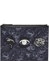 dunkelblaue bedruckte Clutch Handtasche von Kenzo