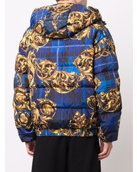 dunkelblaue bedruckte Daunenjacke von VERSACE JEANS COUTURE