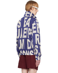 dunkelblaue bedruckte Daunenjacke von Dries Van Noten