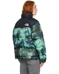 dunkelblaue bedruckte Daunenjacke von The North Face