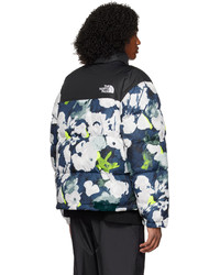 dunkelblaue bedruckte Daunenjacke von The North Face