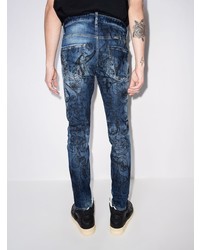 dunkelblaue bedruckte enge Jeans von DSQUARED2