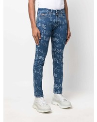 dunkelblaue bedruckte enge Jeans von VERSACE JEANS COUTURE