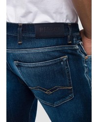 dunkelblaue bedruckte enge Jeans von Replay
