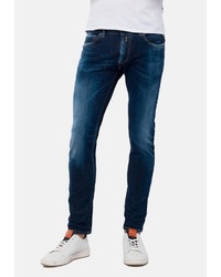 dunkelblaue bedruckte enge Jeans von Replay