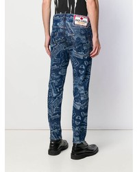 dunkelblaue bedruckte enge Jeans von DSQUARED2