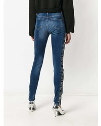 dunkelblaue bedruckte enge Jeans von Philipp Plein