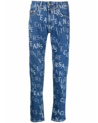 dunkelblaue bedruckte enge Jeans von VERSACE JEANS COUTURE