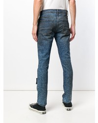 dunkelblaue bedruckte enge Jeans von Newams