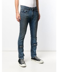 dunkelblaue bedruckte enge Jeans von Newams