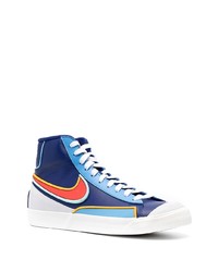 dunkelblaue bedruckte hohe Sneakers aus Leder von Nike