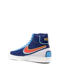 dunkelblaue bedruckte hohe Sneakers aus Leder von Nike