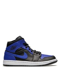dunkelblaue bedruckte hohe Sneakers aus Leder von Jordan